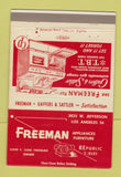 Matchbook Cover - Freeman Appliances Furniture Los Angeles CA 40 Strike