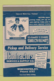 Matchbook Cover - Contractors Service and Supply Winchester KY 40 Strike