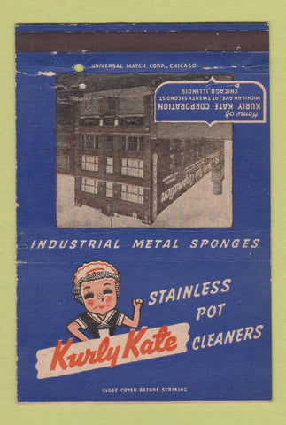 Matchbook Cover - Kurly Kate Pot Cleaners Sponges Chicago IL 40 Strike