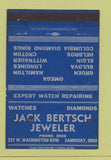 Matchbook Cover - Jack Bertsch Jeweler Sandusky OH WEAR  40 Strike