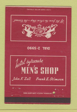 Matchbook Cover - Hotel Syracuse Men's Shop NY 40 Strike
