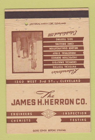 Matchbook Cover - James Herron Labs Cleveland OH 40 Strike
