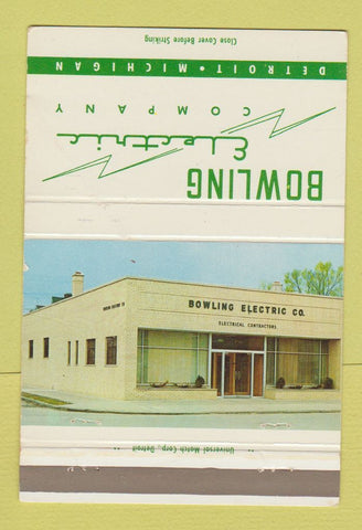 Matchbook Cover - Bowling Electric Detroit MI WEAR 40 Strike