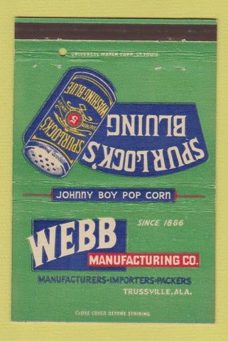 Matchbook Cover - Webb Extracts oil vinegar popcorn Trussville AL 40 Strike