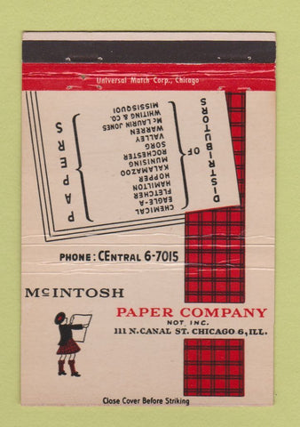 Matchbook Cover - McIntosh Paper Company Chicago IL 40 Strike