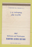 Matchbook Cover - Habonim Alumni Reunion 1967 Washington DC WEAR 40 Strike