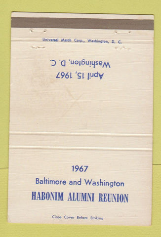 Matchbook Cover - Habonim Alumni Reunion 1967 Washington DC WEAR 40 Strike