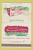 Matchbook Cover - Farmers Mutual Hair Insurance Des Moines IA 40 Strike