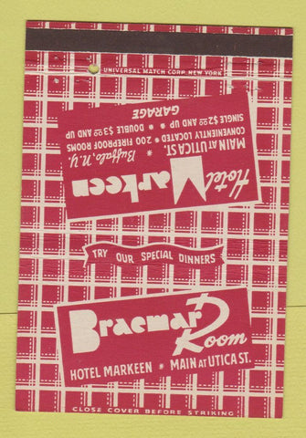 Matchbook Cover - Hotel Markeen Buffalo NY 40 Strike