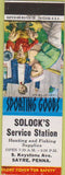 Matchbook Cover - Solock's oil gas Sayre PA