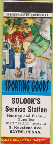Matchbook Cover - Solock's oil gas Sayre PA