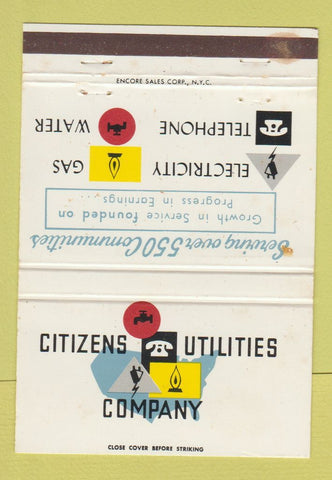 Matchbook Cover - Citizens Utility Company WEAR 40 Strike