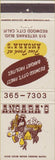 Matchbook Cover - Ansara's Redwood City CA restaurant