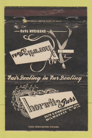 Matchbook Cover - Horwitz Furs Milwaukee WI WEAR 40 Strike