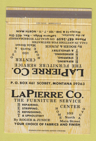 Matchbook Cover - LaPierre Furniture Repair Scobey MT 40 Strike