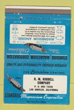 Matchbook Cover - RM Riddell Standard Magnesium Los Angeles CA 40 Strike