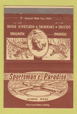 Matchbook Cover - Sportsman's Paradise Athens TX 40 Strike