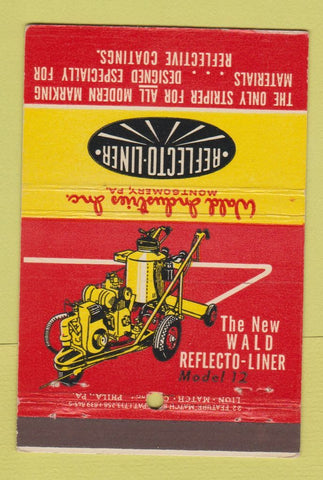 Matchbook Cover - Reflecto Liner Wald Industries Montgomery PA 22 Strike Feature