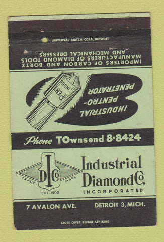 Matchbook Cover - Industrial Diamond Inc Detroit MI 40 Strike