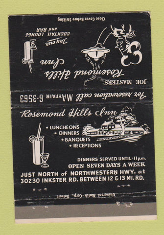 Matchbook Cover - Rosemond Hills inn Detroit MI WEAR 40 Strike