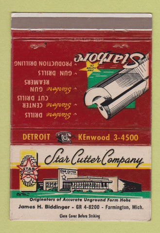 Matchbook Cover - Star Cutter Company Farmington MI 40 Strike