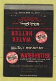 Matchbook Cover - White Water Heaters Shuster Plumbing Philadelphia PA 40 Strike
