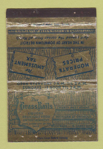 Matchbook Cover - Brass Rail Restaurant Detroit MI WEAR 40 Strike