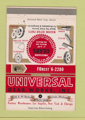 Matchbook Cover - Universal Gear Works Detroit MI 40 Strike