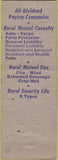 Matchbook Cover - Rural Insurance Madison WI WORN