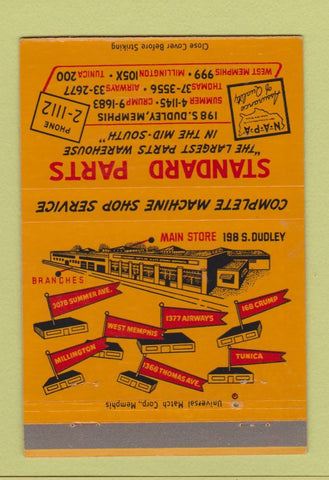 Matchbook Cover - Standard Auto Parts NAPA Memphis TN 40 Strike