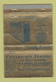 Matchbook Cover - Citizens Bank of Hatiesburg MS WEAR 40 Strike
