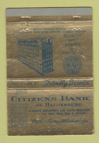 Matchbook Cover - Citizens Bank of Hatiesburg MS WEAR 40 Strike