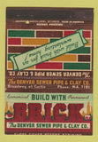 Matchbook Cover - Denver Sewer Pipe and Clay Colorado WEAR 40 Strike