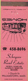 Matchbook Cover - Schryver Real Estate Williamstown MA pink