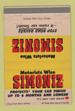Matchbook Cover - Simoniz Car Finish polish 40 Strike