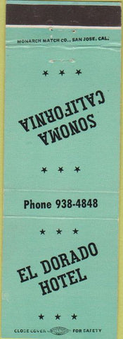 Matchbook Cover - El dorado Hotel Sonoma CA teal