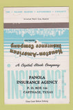 Matchbook Cover - Panola Insurance Agency Carthage TX Houston American 40 Strike