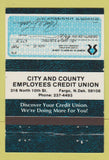 Matchbook Cover - City and County Employees Credit Union Fargo ND 40 Strike