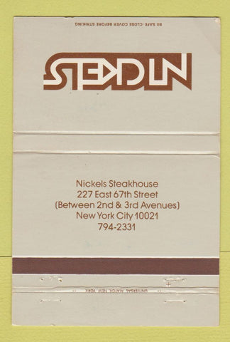 Matchbook Cover - Nickels New York City steak 40 Strike