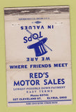 Matchbook Cover - Red's Motor Sales Elyria OH WORN 40 Strike