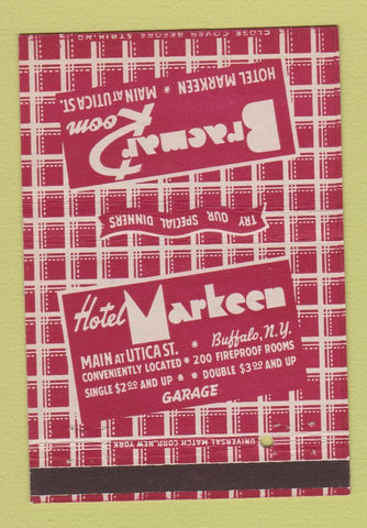 Matchbook Cover - Hotel Markeen Braemar Room Buffalo NY 40 Strike