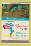 Matchbook Cover - Randora Hotel Detroit MI 40 Strike