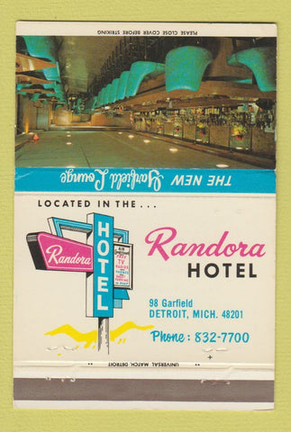 Matchbook Cover - Randora Hotel Detroit MI 40 Strike