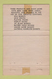 Matchbook Cover Butler Plating Racks Plastic Coating Kalamazoo MI BLUE 40 Strike