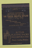 Matchbook Cover - Butler Plating Racks Plastic Kalamazoo MI BLACK 40 Strike