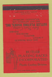 Matchbook Cover Butler Plating Racks Plastic Coating Kalamazoo MI RED 40 Strike