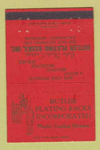 Matchbook Cover Butler Plating Racks Plastic Coating Kalamazoo MI RED 40 Strike