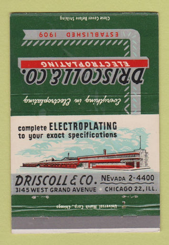 Matchbook Cover - Driscoll Electroplating Chicago IL 40 Strike
