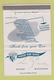 Matchbook Cover - North Side Bank Racine WI 40 Strike