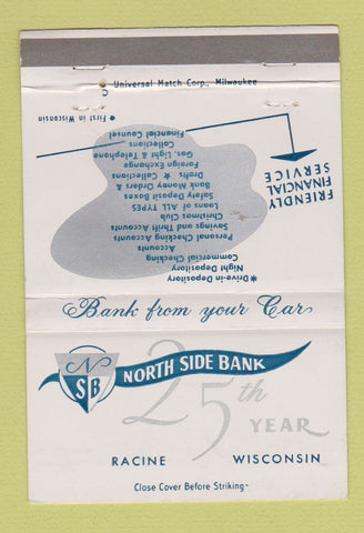 Matchbook Cover - North Side Bank Racine WI 40 Strike